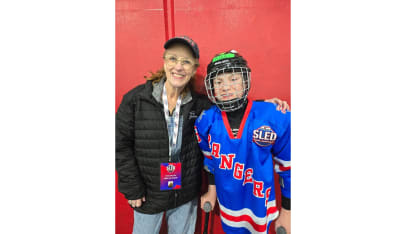 Gillen with kid in Rangers jersey