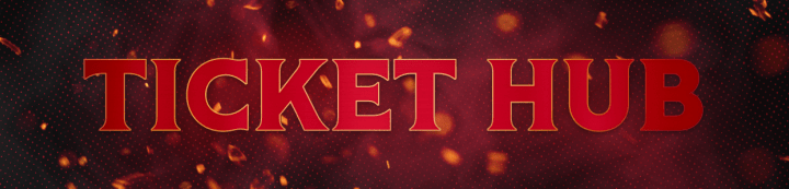 Red background with the words "Ticket Hub" in white and gold beside a large Ottawa Senators logo.